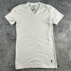 Polo Ralph Lauren Mens Slim Fit V Neck T Shirt White Size Small Logo